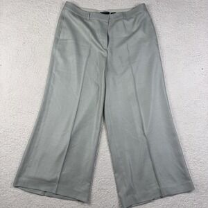 Lafayette 148 Gray Dress Pants Women Size 14 Dalton Trousers Silk Wool Wide Leg